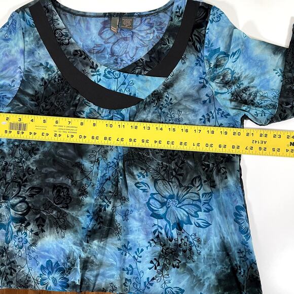 SERE NADE NY Womens XL Whimsygoth Burned Velvet Contrast V Neck 3/4 Sleeve - Picture 5 of 8